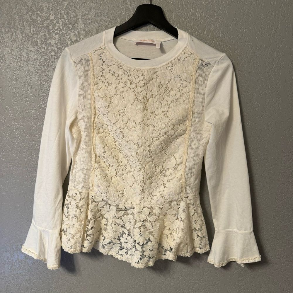 See by Chole bell sleeve lace top